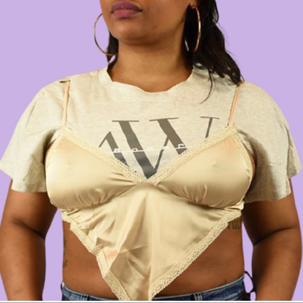 Asymmetrical Satin open back t shirt cami